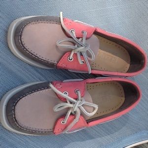 Sebago Docksiders pink and fray deck shoes